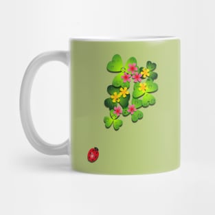 Ladybug with Oxalis  leaves Mug